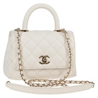 CHANEL マトラッセ ココハンドル XXS 2021年 ハンドバッグ ホワイト ゴールド キャビアスキン