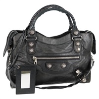 BALENCIAGA ジャイアント シティ ハンドバッグ ブラック シルバー レザー
