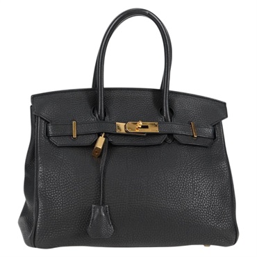 HERMES バーキン 30 2012年 □P ハンドバッグ ノワール ゴールド トゴ