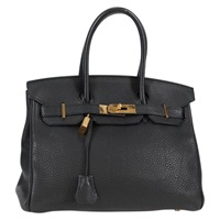 HERMES バーキン 30 2012年 □P ハンドバッグ ノワール ゴールド トゴ