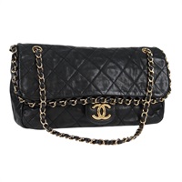 CHANEL マトラッセ チェーンアラウンド チェーンウォレット ショルダーバッグ ブラック ゴールド ラムスキン