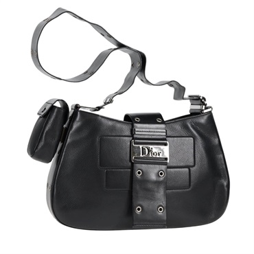 Christian Dior ストリートシック ショルダーバッグ ブラック シルバー レザー