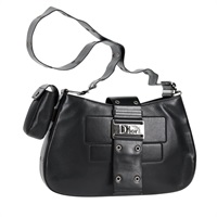 Christian Dior ストリートシック ショルダーバッグ ブラック シルバー レザー