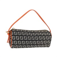 FENDI ズッカー ショルダーバッグ ブラック オレンジ シルバー キャンバス