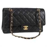 CHANEL マトラッセ ダブルフラップダブルチェーン 25 2012年 ショルダーバッグ ブラック ゴールド キャビアスキン