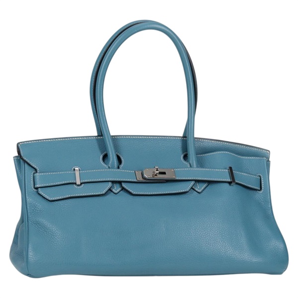 HERMES ショルダー バーキン 42 2010年 □N ショルダーバッグ ブルージーン シルバー トリヨンクレマンス