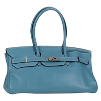 HERMES ショルダー バーキン 42 2010年 □N ショルダーバッグ ブルージーン シルバー トリヨンクレマンス