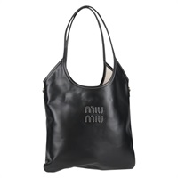 MIU MIU IVY レギュラー トートバッグ ブラック ゴールド レザー