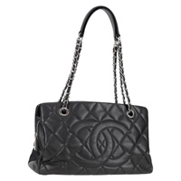 CHANEL マトラッセ ココマーク チェーントート トートバッグ ブラック シルバー キャビアスキン
