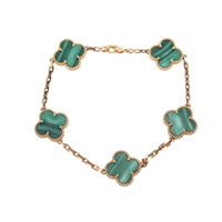 Van Cleef & Arpels ヴィンテージ アルハンブラ 5モチーフ ブレスレット イエローゴールド グリーン 750YG マラカイト