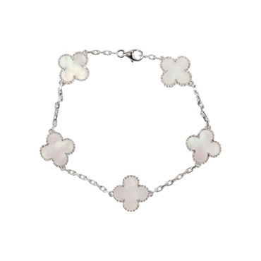 Van Cleef & Arpels ヴィンテージ アルハンブラ 5モチーフ ブレスレット ホワイトゴールド ホワイト 750WG マザーオブパール