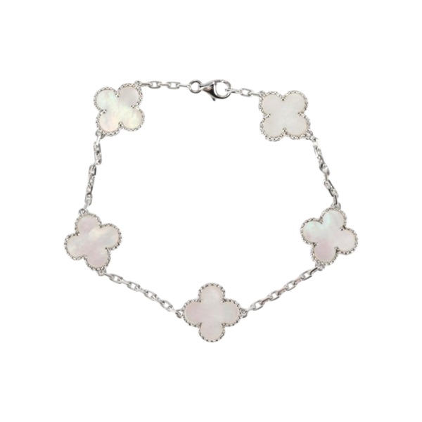 Van Cleef & Arpels ヴィンテージ アルハンブラ 5モチーフ ブレスレット ホワイトゴールド ホワイト 750WG マザーオブパール
