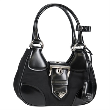 PRADA RE-NYLON ムーン ハンドバッグ ブラック シルバー リナイロン