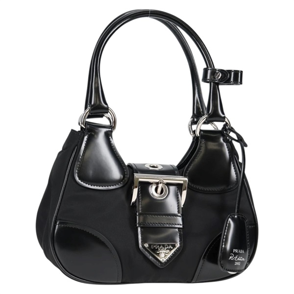 PRADA RE-NYLON ムーン ハンドバッグ ブラック シルバー リナイロン