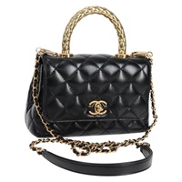 CHANEL ココハンドル ゴールドハンドルXXS 2021年 ハンドバッグ ブラック ゴールド カーフスキン