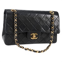 CHANEL マトラッセ ダブルフラップダブルチェーン 23 ハンドバッグ ブラック ゴールド ラムスキン