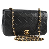 CHANEL マトラッセ シングルフラップシングルチェーン フルフラップ23 1991年 ショルダーバッグ ブラック ゴールド ラムスキン