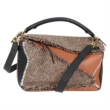 LOEWE パズル ミディアム ショルダーバッグ ブラウン ブラック ベージュ ゴールド レザー