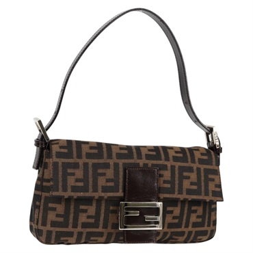 FENDI マンマバゲット ズッカー ショルダーバッグ ブラウン シルバー キャンバス