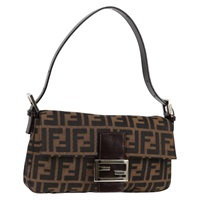 FENDI マンマバゲット ズッカー ショルダーバッグ ブラウン シルバー キャンバス