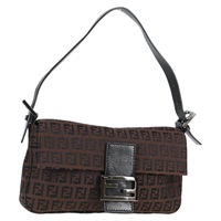 FENDI マンマバゲット ズッキーノ ショルダーバッグ ブラウン ブラック シルバー キャンバス