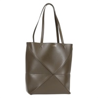 LOEWE パズル フォルド ミディアム トートバッグ カーキ シャイニーカーフ