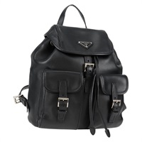 PRADA トライアングル バックパック ブラック シルバー ナッパレザー
