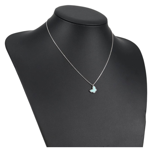 Van Cleef & Arpels スウィート アルハンブラ パピヨン ネックレス ホワイトゴールド ブルー 750WG ターコイズ