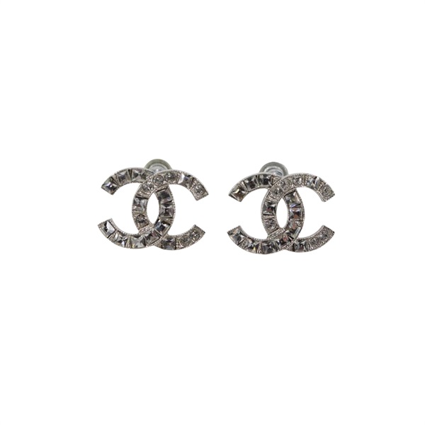 CHANEL ココマーク ピアス シルバー GP ラインストーン