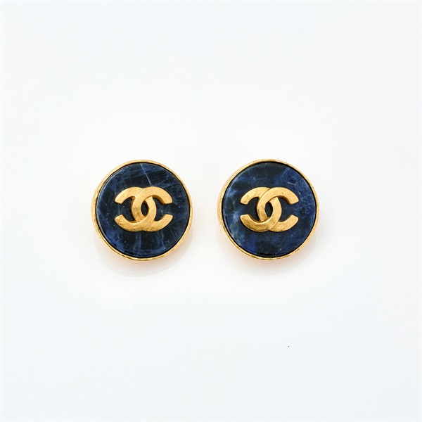 【原宿店限定】CHANEL ココマーク イヤリング ゴールド ネイビー GP