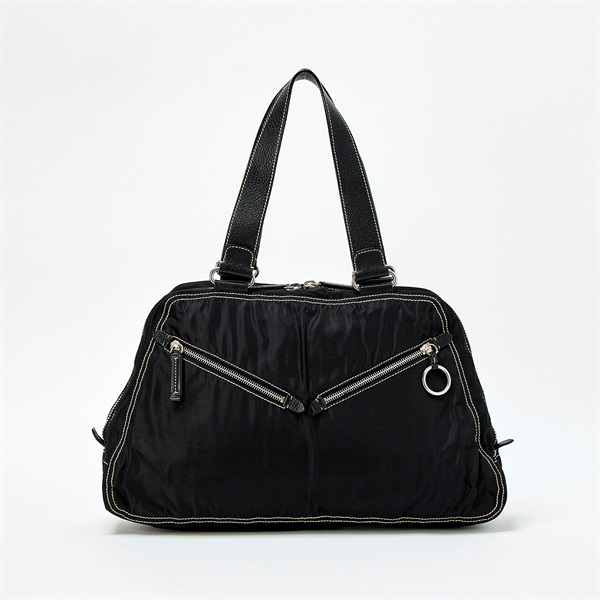 【原宿店限定】PRADA トライアングル ハンドバッグ ブラック シルバー テスート