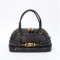 【原宿店限定】GUCCI ホースビット ハンドバッグ ブラック ゴールド レザー