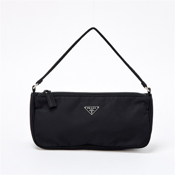 【原宿店限定】PRADA トライアングル ハンドバッグ ブラック シルバー テスート