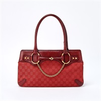【原宿店限定】GUCCI ホースビット GGキャンバス ショルダーバッグ レッド ゴールド キャンバス