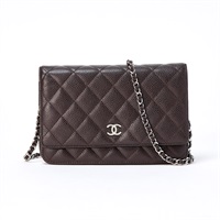 【原宿店限定】CHANEL マトラッセ ココマーク チェーンウォレット ショルダーバッグ ブラウン シルバー キャビアスキン