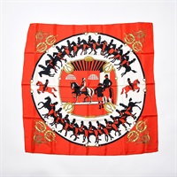 【原宿店限定】HERMES カレ 90 MANEGE  スカーフ オレンジ シルク