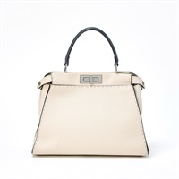 【原宿店限定】FENDI ハンドバッグ SELLERIA ピーカブー 8BN290 Q0J ベージュ グレー シルバー レザー