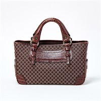 【原宿店限定】CELINE マカダム ハンドバッグ ブギー ブラウン シルバー レザー