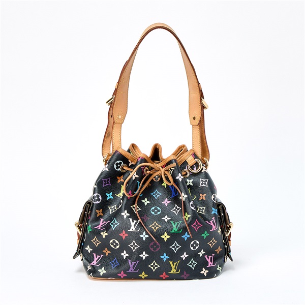 【原宿店限定】LOUIS VUITTON プチ ノエ モノグラムマルチカラー M42230 ショルダーバッグ マルチカラー ノワール ゴールド PVC