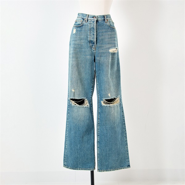 【原宿店限定】GUCCI リップド エコ ウォッシュド オーガニック デニムパンツ 25 インディゴブルー コットン