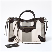 【原宿店限定】BALENCIAGA シティ ハンドバッグ 115748 ブラウン ベージュ マットゴールド キャンバス