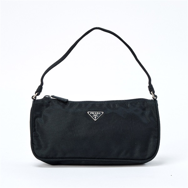 【原宿店限定】PRADA トライアングル ハンドバッグ ブラック シルバー テスート