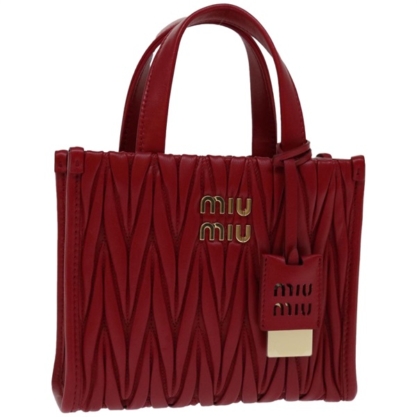 【原宿店限定】ミュウ ミュウ Miu Miu ハンドバッグ マテラッセ レザー 2way レッド 5BA277 レディース 67619SM