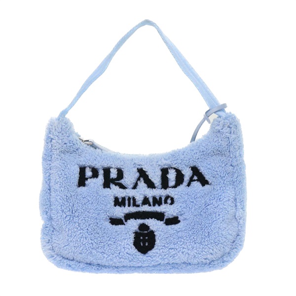 【原宿店限定】プラダ PRADA ハンドバッグ テリー ファブリック ライトブルー ブラック レディース 47378AM