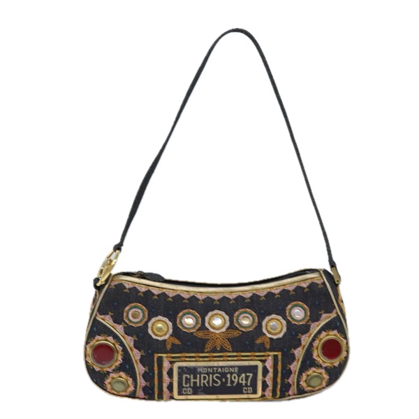 【原宿店限定】クリスチャンディオール Christian Dior ハンドバッグ キャンバス ブルー ゴールド レディース 85438AM