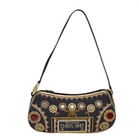 【原宿店限定】クリスチャンディオール Christian Dior ハンドバッグ キャンバス ブルー ゴールド レディース 85438AM