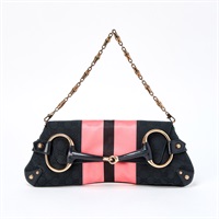 【原宿店限定】GUCCI ホースビット ショルダーバッグ ブラック ピンク ゴールド キャンバス
