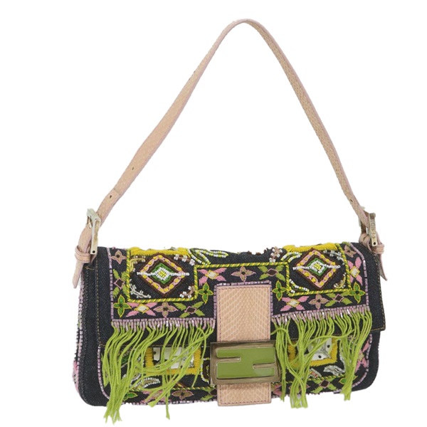 【原宿店限定】フェンディ FENDI マンマバゲット ショルダーバッグ デニム ネイビー レディース 59814AM