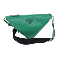 【原宿店限定】プラダ PRADA ショルダーバッグ トライアングル レザー グリーン シルバー レディース 89412SM