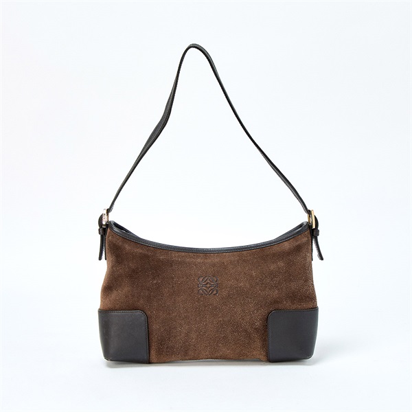 【原宿店限定】LOEWE アナグラム ショルダーバッグ ブラウン ゴールド スエード